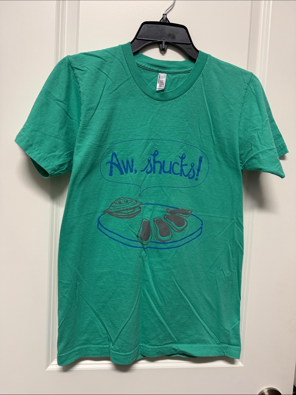 American Apparel Aqua Green Graphic 'Aw, Shucks!' Short Sleeve Tee